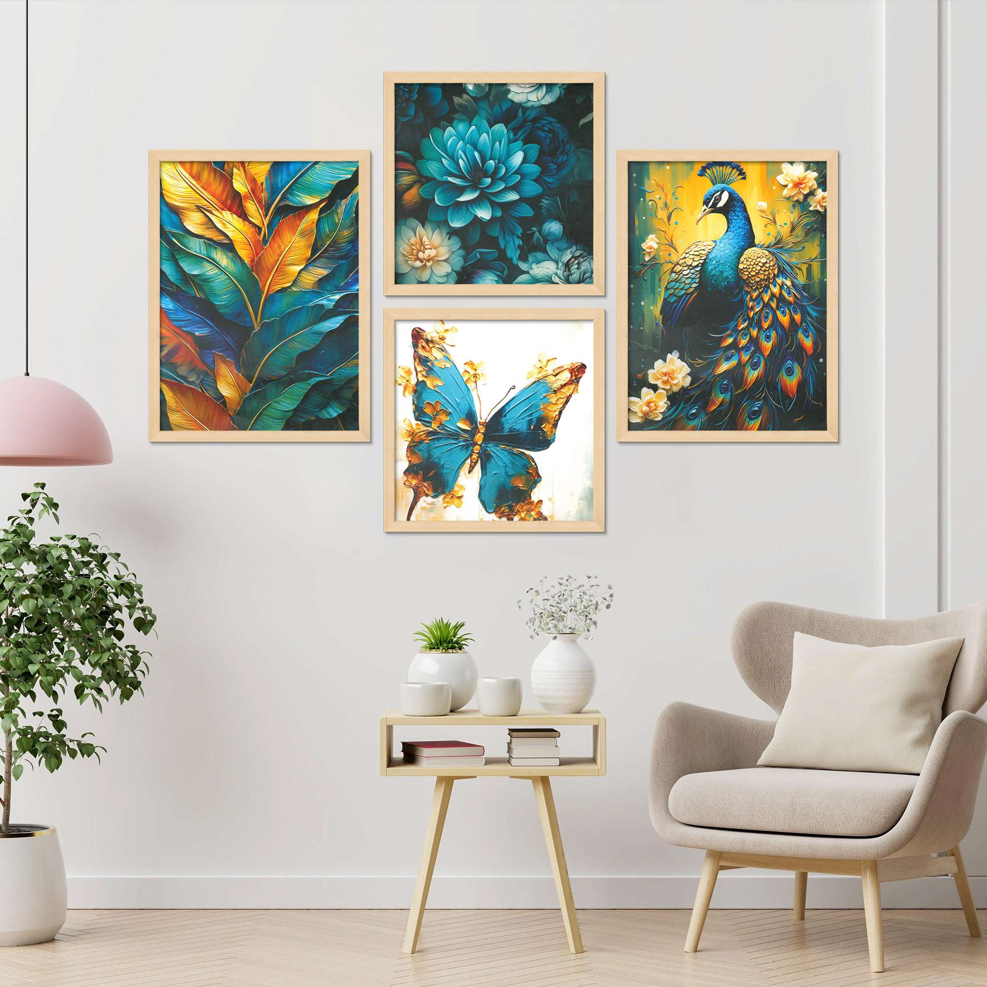 SET OF 4 DIGITAL WALL PAINTING