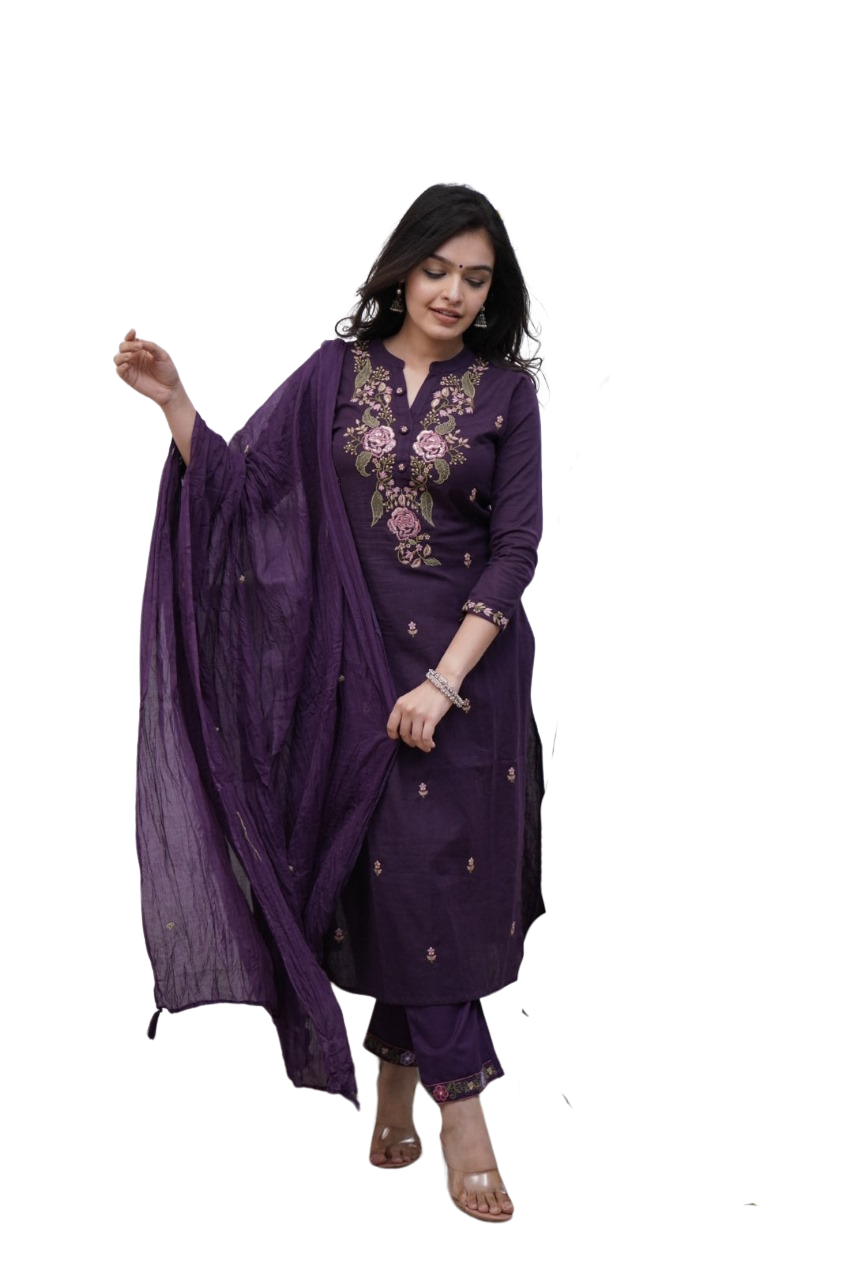 Bloom in Style ? Cotton Dress with Delicate Embroidery & Print(XL)