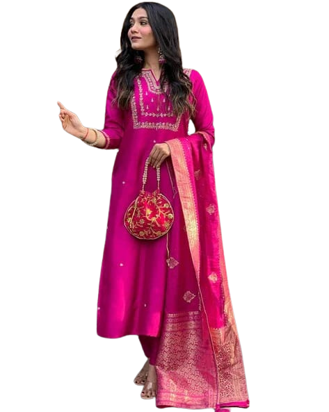 Embroidered Perfection ? Cotton Floral Dress with Stylish Prints (XL)