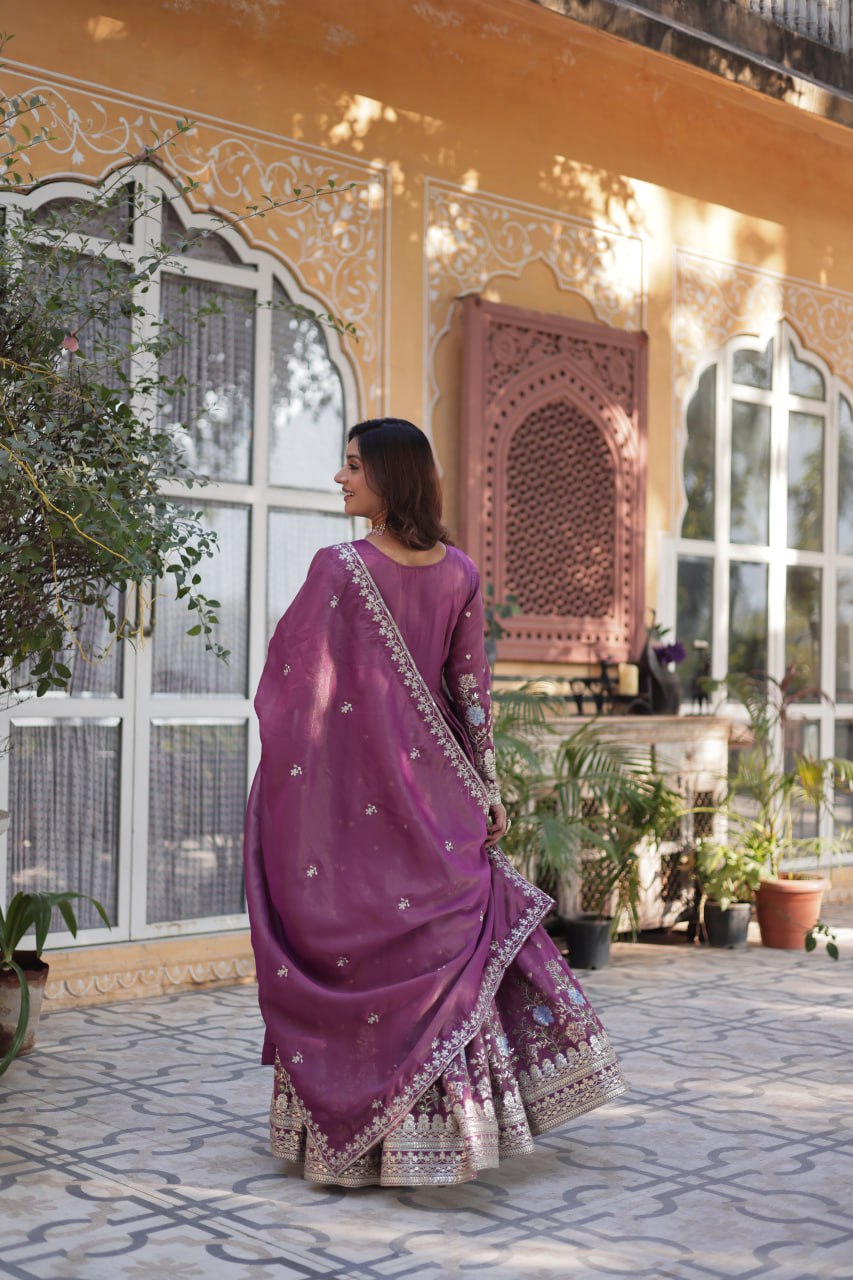 Women's Cotton Embroidered Anarkali Gown With Dupatta Set β Festive Wear - Image 20